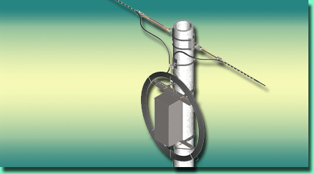 Схема крепления кабельной муфты и технологического запаса ОК на опоре круглого сечения при помощи устройства подвески УПМК(2)