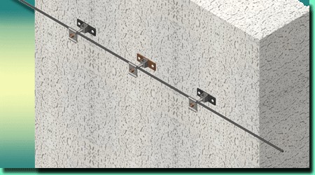 Схема поддерживающего крепления ОКСН  на стене здания 